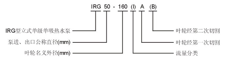 IRG型立式單級單吸熱水泵型號意義圖